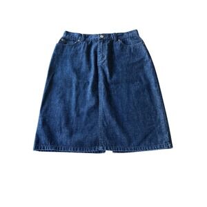 Lauren Jeans Co. Ralph Lauren Vintage Dark Denim Knee Length Skirt Size 8 Preppy